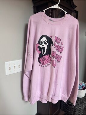 Pink Graphic 'No You Hang Up' Scream Phone Sweatshirt